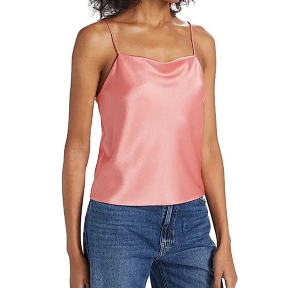 NWT Alice + Olivia Harmon Draped Satin Camisole Cami Tank Top Rose Pink Size XS - Picture 4 of 10